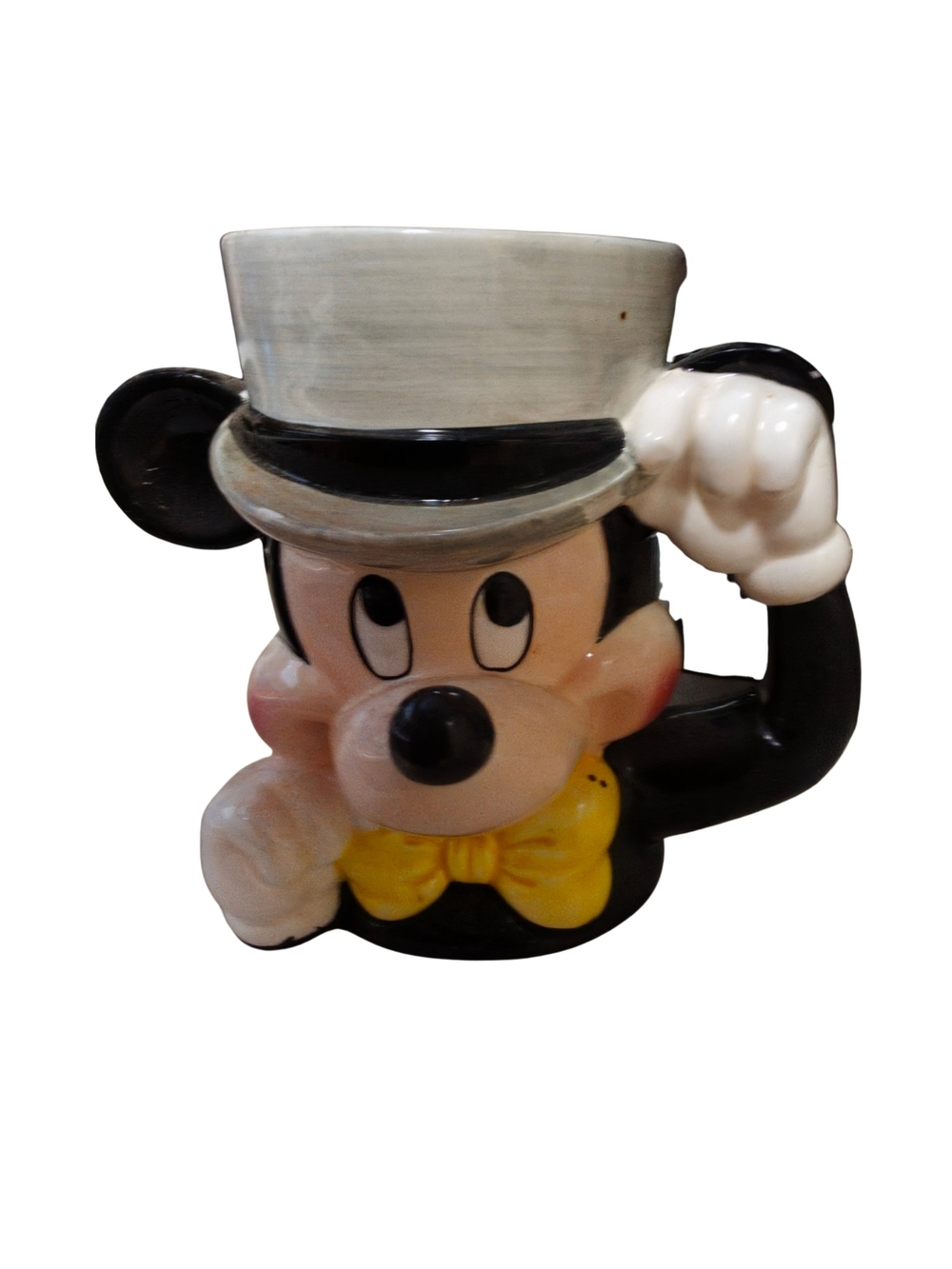 Vintage Disney Mickey Mouse Top Hat Ceramic 3D Mug Korea OG Price Sticker 80s
